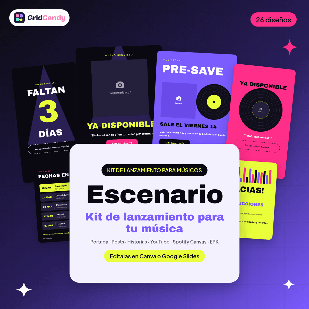 Vista previa ilustrativa de Escenario: kit para músicos