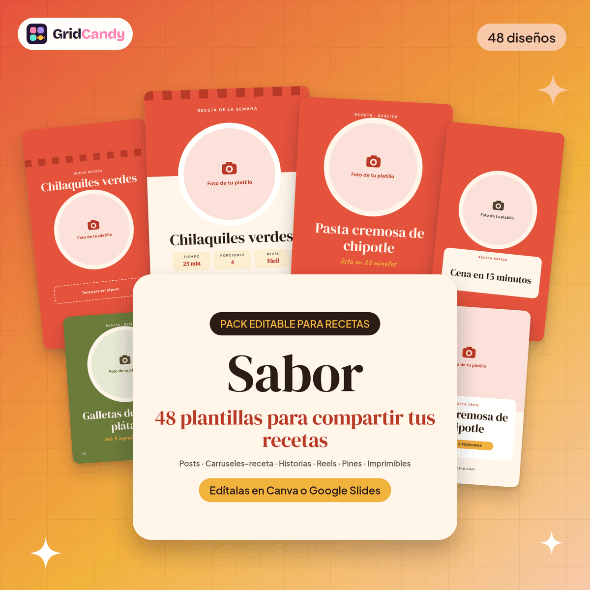 Vista previa ilustrativa de Sabor: plantillas para recetas